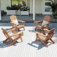 thumbnail image 1 of FODINGHILL Outdoor Folding Adirondack Chair set of 4, HDPE All Weather Patio Chair with Cup Holder for Deck Backyard Garden, Teak, 1 of 9
