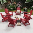 thumbnail image 1 of FODINGHILL Outdoor Folding Adirondack Chair set of 6, HDPE All Weather Patio Chair with Cup Holder for Deck Backyard Garden, Red, 1 of 10