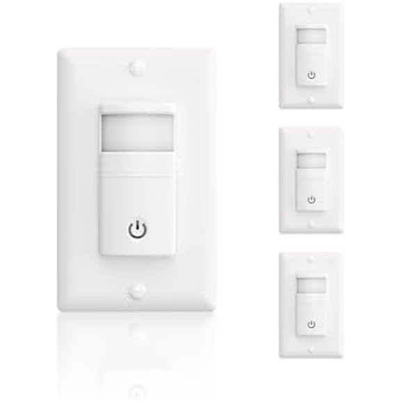 PIR Motion Sensor Light Switch, Occupancy & Vacancy Motion Detector Switch with Sensitivity & Delay Adjustable, No Neutral Wire, Single Pole, UL Listed & FCC Listed, White, 4 Pack