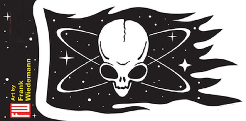 PIRATE ALIEN FLAG STICKER - Frank Wiedemann Art Weather Resistant Long ...