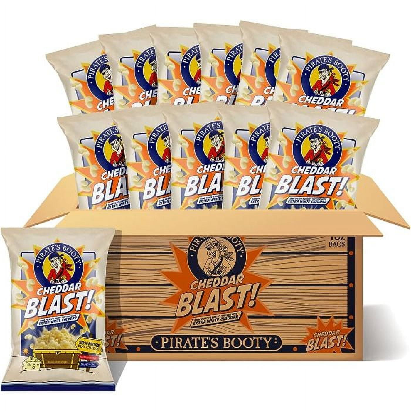 PIRATE BRANDS PUFFS CHEDDAR BLAST 4 OZ - Pack of 12