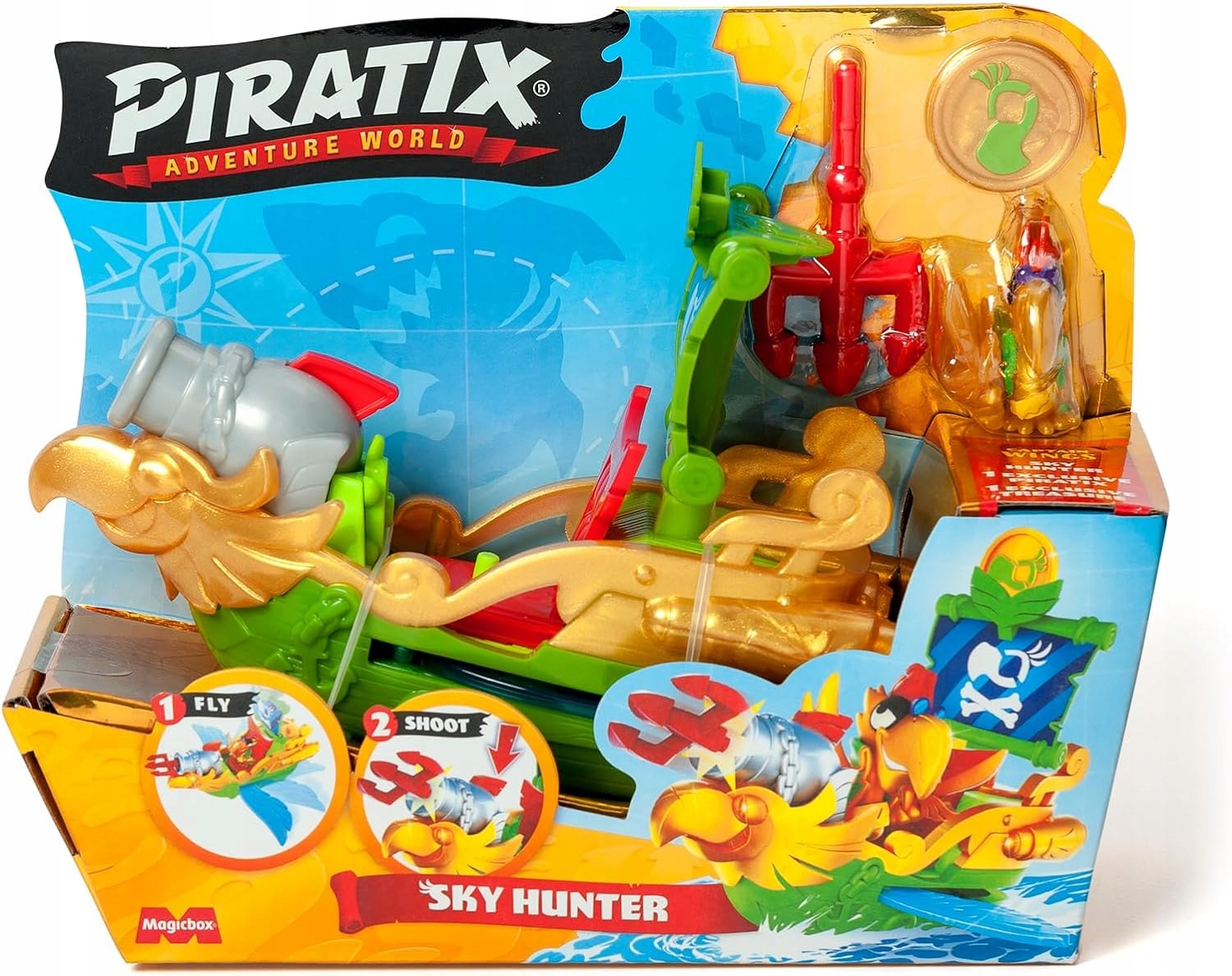 PIRATIX Sky Hunter Piratenschiff – Spielset Mit Piratix-Figur, Schatz, Kanone – Action-Spielzeug Für Kinder