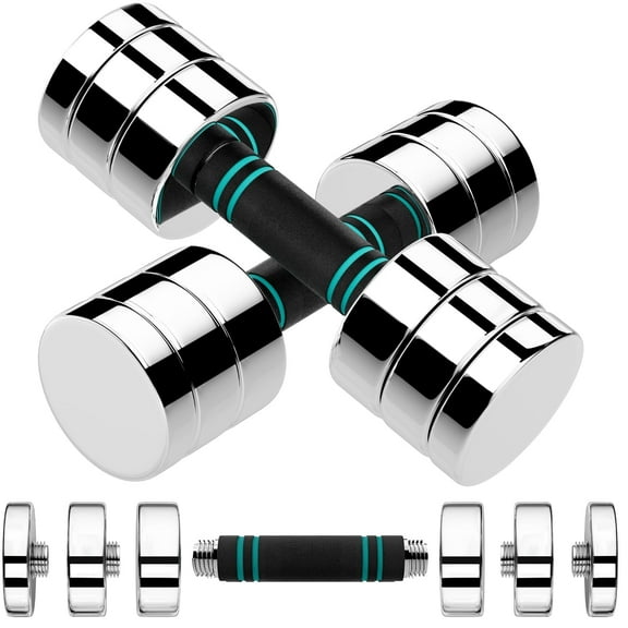 PIRECART 2pc Adjustable Steel Dumbbell,10lb Free Weights Set with Non-Slip,Comfortable Foam Handlepair
