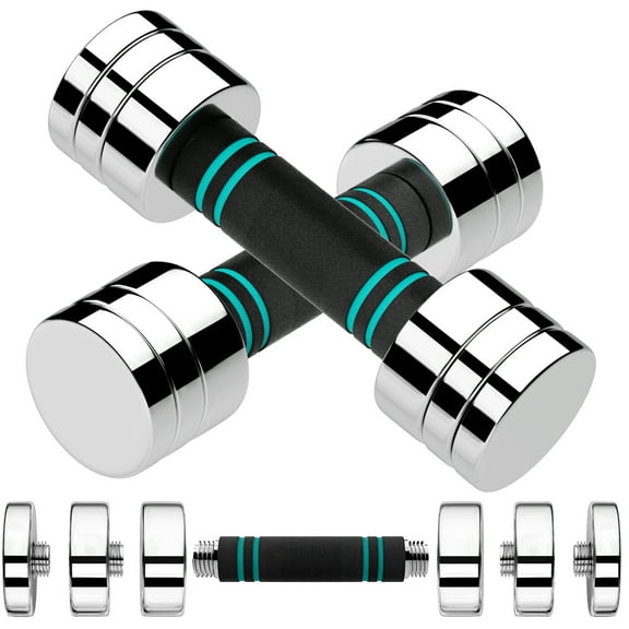 PIRECART 2pc Adjustable Steel Dumbbell,5lb Free Weights Set with Non-Slip,Comfortable Foam Handlepair