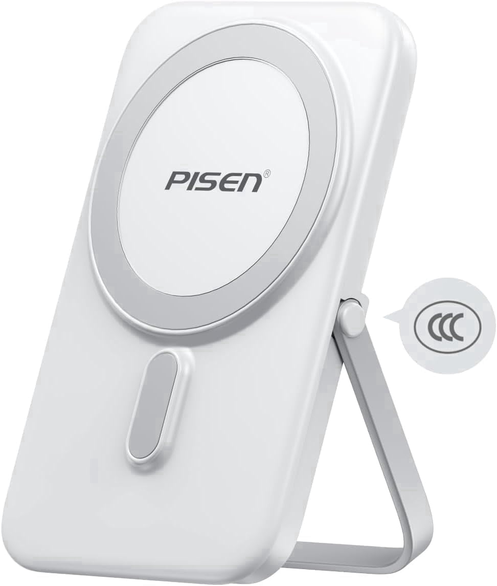 PISEN Magnetic Wireless Power Bank, 5000mAh portable charger with Stand ...