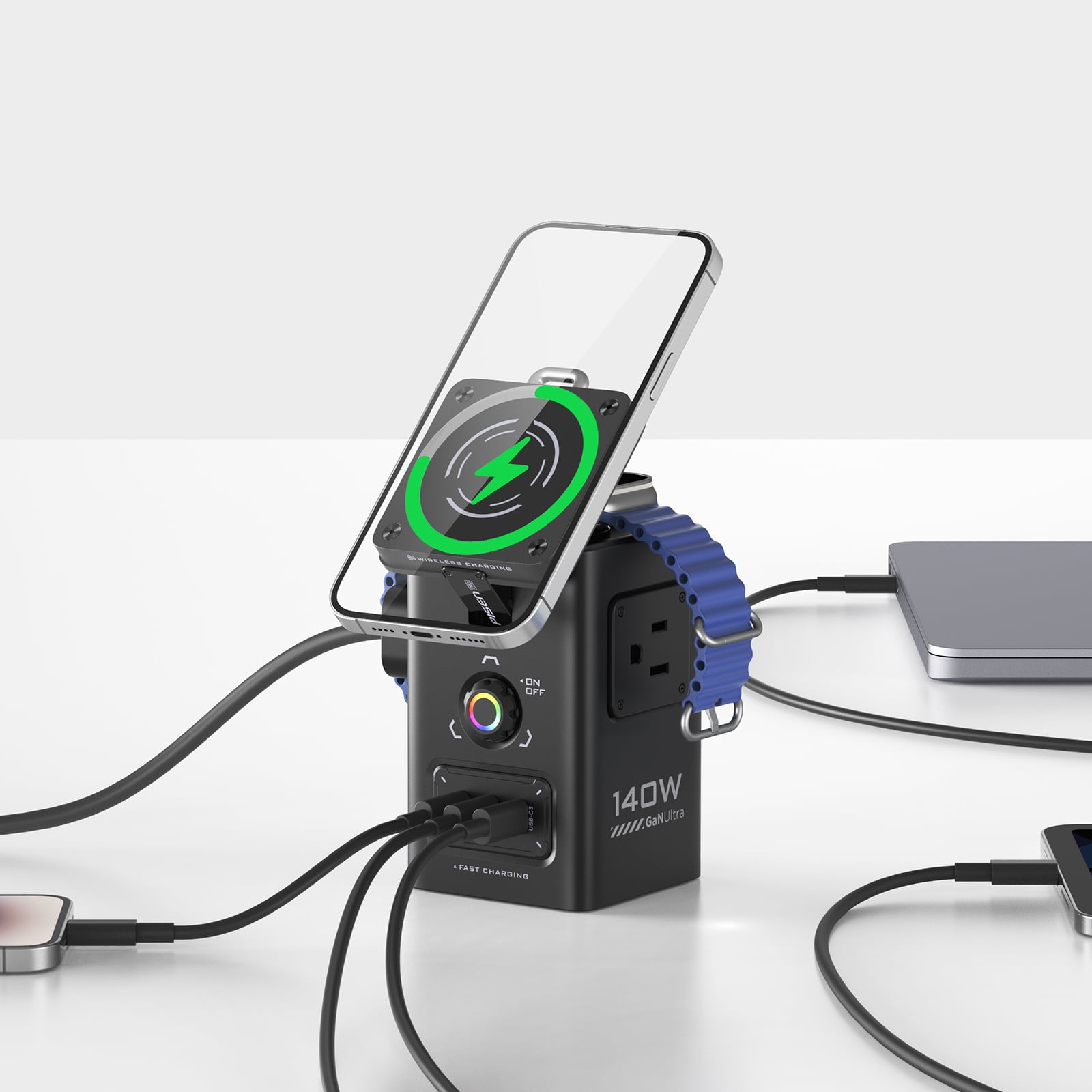 PISEN 8-in-1 Charging Station, 140W Charging Station for Multiple Devices, Magnetic Qi2 Wireless Charger for iPhone Series, Wireless Charging Station for Apple Watch