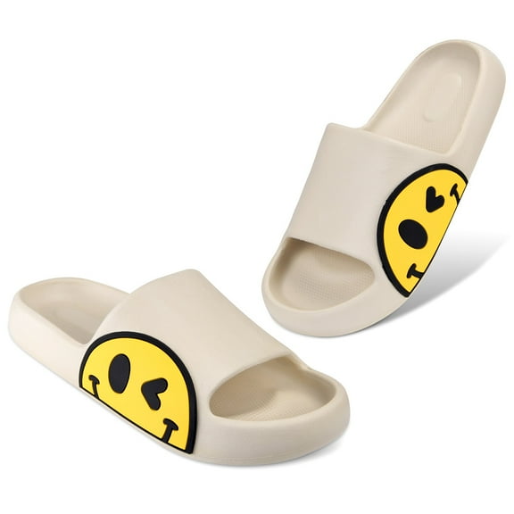 PISIQI Men's Smiley Slippers Sandals,EVA Anti-Slip Slippers,Gym Home Casual Shower Shoes