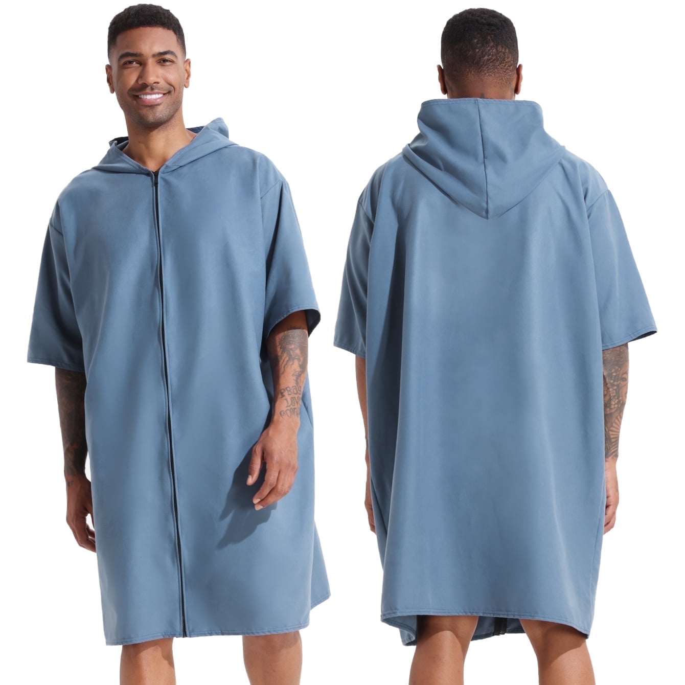 PISIQI Surfing cape changing robe with hood absorbent quick drying microfibre wetsuit zip towel suitable for beach surfing men women