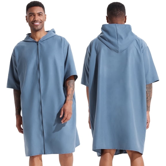 PISIQI Surfing cape changing robe with hood absorbent quick drying microfibre wetsuit zip towel suitable for beach surfing men women