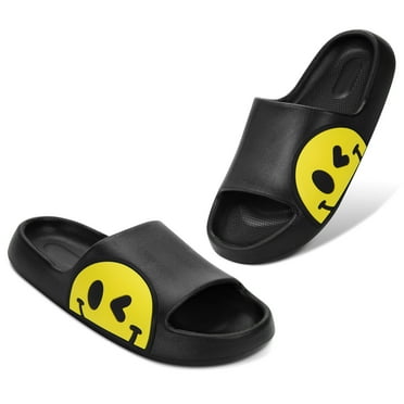 PISIQI Women's Smiley Slippers Sandals EVA Anti Slip Slippers Gym Home Casual Shower Shoes