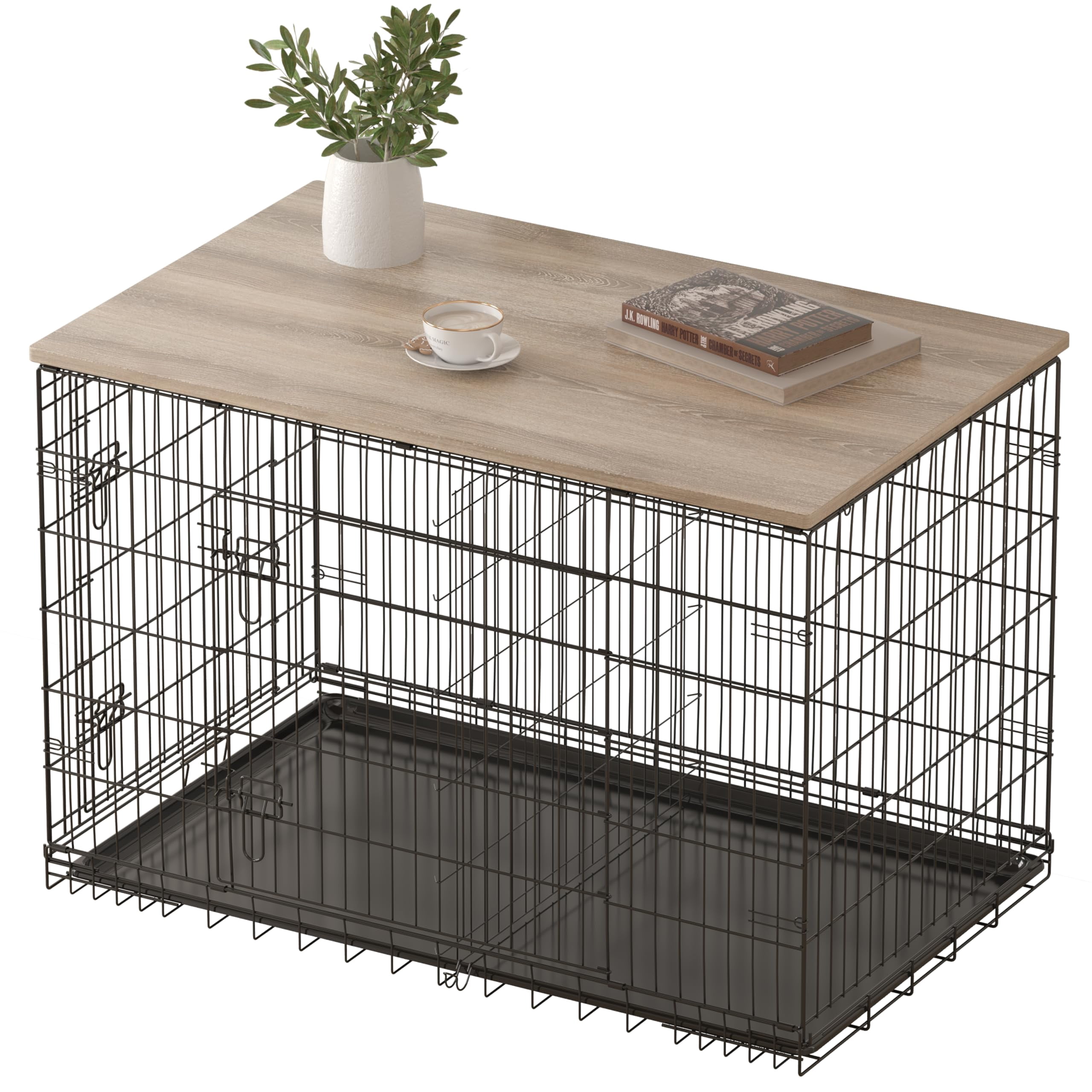 PISKYET DOG CRATE TOPPER WOOD COUNTERTOP FOR 48 42 36 30 24 INCH DOG ...
