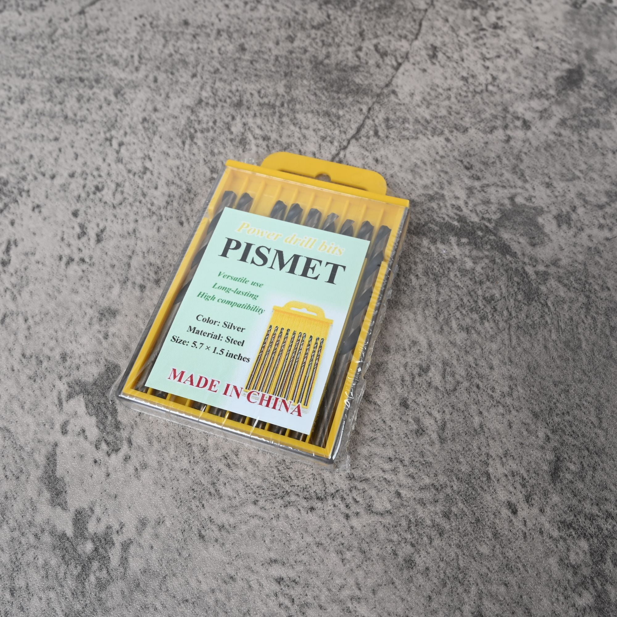 PISMET Bits for power drills 5.7" Long, Steel for Wood, Metal, Plastic, Versatile & Durable, 10-Piece