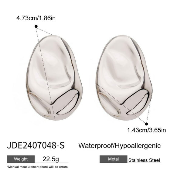 PISONIC 18K Gold Plated Chunky Geometric Hammered Stud Earrings for Women, Candy Irregular Large Hammer Statement Earrings Vintage Punk Silver Ear Jewelry Gifts