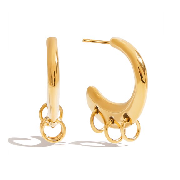 PISONIC 18K Gold Plated Multi Hoop Earrings for Women | Hypoallergenic Trendy Loop Huggie Earrings