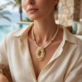 thumbnail image 1 of PISONIC 18K Gold Plated Stainless Steel Rope Cord Necklace for Women, Inlaid Imitation Pearl Ocean Pendant Choker with Starfish, Scallop, Conch & Heart Charms, Beach Vacation Collarbone Jewelry, 1 of 5