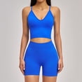 thumbnail image 1 of PISONIC 2 Piece Workout Sets for Women Cross Back V Neck Tank Top Matching High Waist Biker Shorts Gym Sets, 1 of 8