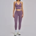 thumbnail image 1 of PISONIC 2 Piece Workout Sets for Women Cross Back V Neck Tank Top Matching High Waist Leggings Gym Sets, 1 of 5