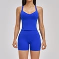 thumbnail image 1 of PISONIC 2 Pieces Workout Sets for Women, Cross Back Tank Top and High Waist Booty Lifting Shorts Yoga Active Outfits Athletic, 1 of 7