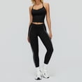 thumbnail image 1 of PISONIC 2pcs Set Women's Yoga and Running Fitness Suit | Color Block Contrast Backless Sports Tank Top and Long Pants, Quick-Dry Breathable Fabric, Medium Stretch, Suitable for All Seasons, 1 of 9