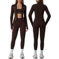 thumbnail image 1 of PISONIC 3 Pieces Workout Sets for Women Zip Up Jacket Racerback Sports Bra High Waist Leggings Gym Yoga Outfits, 1 of 13