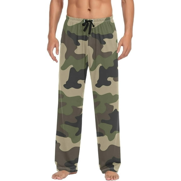 PISONIC Abstract Camo Mens Pajama Pants Lounge Men's Pajama Bottoms Soft Sleep Pants With Pockets Drawstring