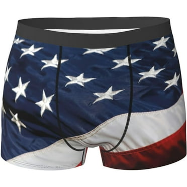PISONIC American Flag Print Men's Underwear Boxer Briefs Breathable Comfortable Underwear Sports Trunks