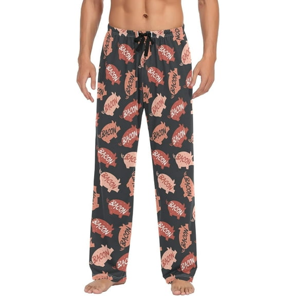 PISONIC Bacon Mens Pajama Pants Lounge Men's Pajama Bottoms Soft Sleep Pants With Pockets Drawstring