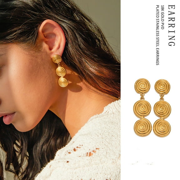 PISONIC Boho Hammered Dangling Earrings for Women Modern Statement Finish Dangle Drop Earrings Jewelry