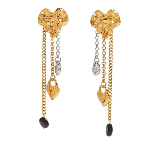 PISONIC Boho Vintage Gold Silver Heart Tassel Earrings 18K Gold Plated Chain Heart Dangle Drop Earrings Jewelry Gifts for Women