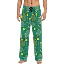 PISONIC Cartoon Tennis Mens Pajama Pants Lounge Men's Pajama Bottoms Soft Sleep Pants With Pockets Drawstring