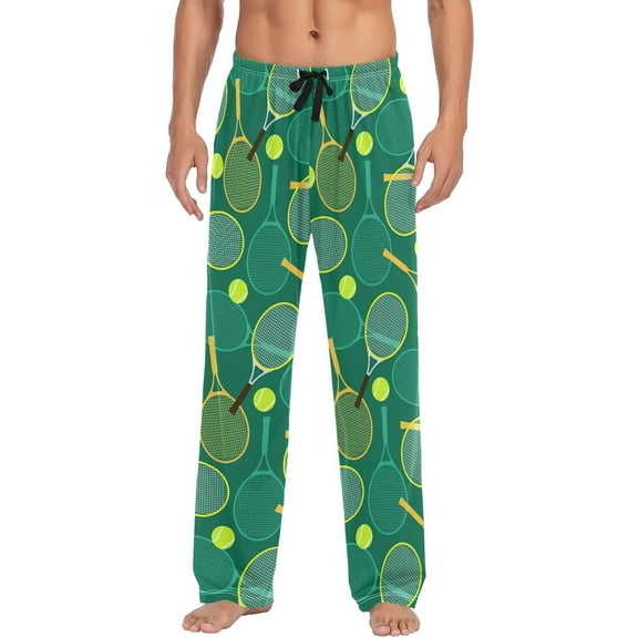 PISONIC Cartoon Tennis Mens Pajama Pants Lounge Men's Pajama Bottoms Soft Sleep Pants With Pockets Drawstring