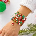 thumbnail image 1 of PISONIC Christmas Beaded Bracelets Set for Women, Handmade Clay Beads Letter Stretch Bracelets Bulk, Adjustable White Red Green Friendship Stackable Holiday Jewelry Gift, 1 of 9