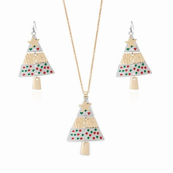 PISONIC Christmas Earrings and Necklace For Women, Xmas Accessories, Drop Dangle Earrings for Holiday, Christmas Jewelry Gift