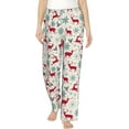 thumbnail image 1 of PISONIC Christmas Reindeer Printed Women's Pajama Pants, Comfy Pajama Bottoms With Pockets&Drawstring, 1 of 7