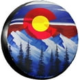 thumbnail image 1 of PISONIC Colorado Flag Mountains Spare Tire Cover Weatherproof Universal Wheel Protectors for RV Camper Travel Trailer SUV Truck 15 inch, 1 of 7