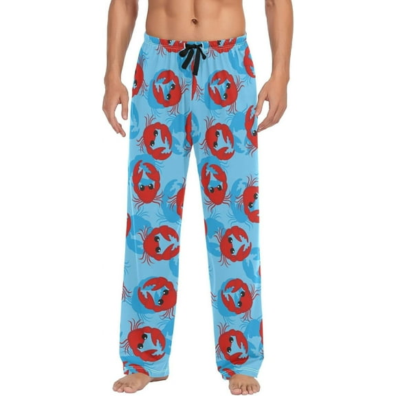PISONIC Crab Mens Pajama Pants Lounge Men's Pajama Bottoms Soft Sleep Pants With Pockets Drawstring