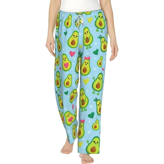 PISONIC Cute Avocado Printed Women's Pajama Pants, Comfy Pajama Bottoms With Pockets&Drawstring