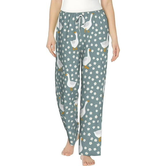 PISONIC Cute Geese Printed Women's Pajama Pants, Comfy Pajama Bottoms With Pockets&Drawstring