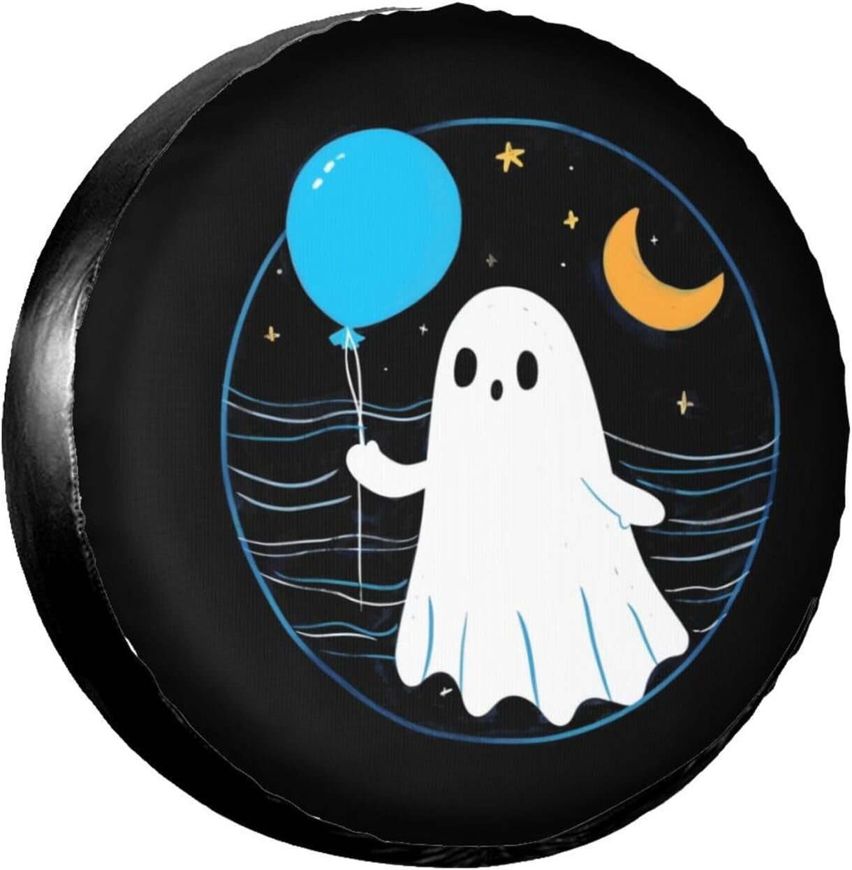PISONIC Cute Ghost Moon Spare Tire Cover Weatherproof Universal Wheel ...