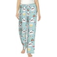 thumbnail image 1 of PISONIC Cute Panda Bear Face Printed Women's Pajama Pants, Comfy Pajama Bottoms With Pockets&Drawstring, 1 of 7
