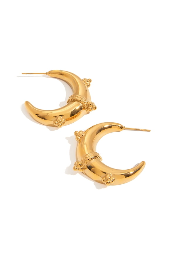 Dainty Moon Half Hoop Earrings for Women 18K Gold Plated Abstract Unique Huggie Open Hoops Hypoallergenic Fashion Jewelry Gift