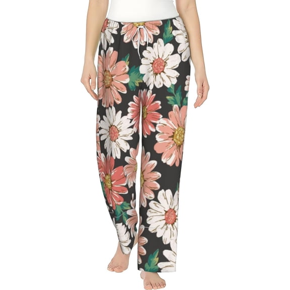PISONIC Daisy Printed Women's Pajama Pants, Comfy Pajama Bottoms With Pockets&Drawstring