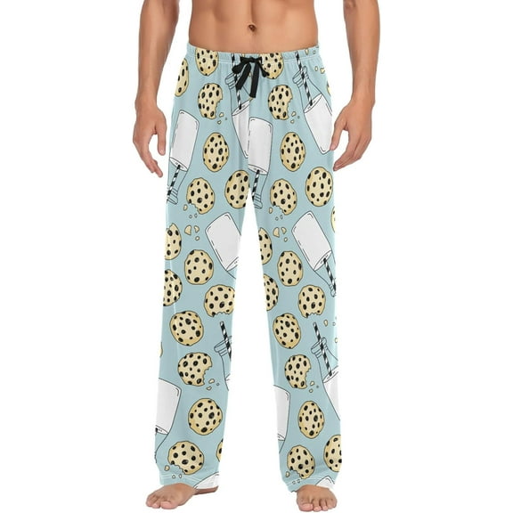 PISONIC Drink Cookie Mens Pajama Pants Lounge Men's Pajama Bottoms Soft Sleep Pants With Pockets Drawstring