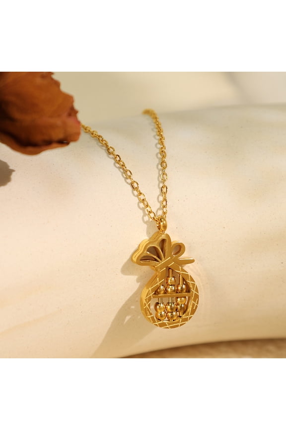 Elegant Golden Money Bag Pendant Necklace, Chain Necklace Jewelry For Women