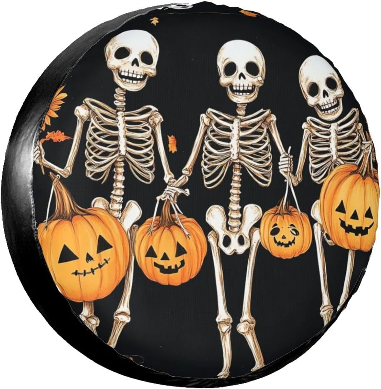 Cute Ghosts & Pumpkins Spare Tire Cover | Halloween RV Trailer Camper Wheel Protector, Waterproof, 16 Inch