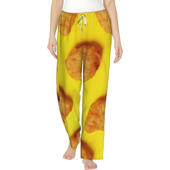 PISONIC Fried Chicken Nuggets Printed Women's Pajama Pants, Comfy Pajama Bottoms With Pockets&Drawstring