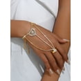 thumbnail image 1 of PISONIC Full Rhinestone Butterfly Link Chain Crystal Finger Bracelet with Ring Bracelet Link with Ring Bracelet Accessories Party for Women, 1 of 6