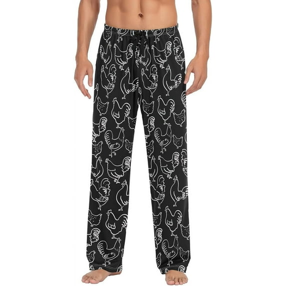PISONIC Funny Pajama Pants for Men, Lounge Pants Super Soft Men Pajama Bottoms with Pockets Drawstring, Chicken