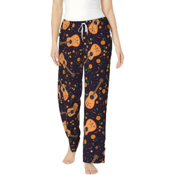 PISONIC Guitars Peppers Printed Women's Pajama Pants, Comfy Pajama Bottoms With Pockets&Drawstring