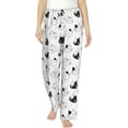 thumbnail image 1 of PISONIC Head of Cat Printed Women's Pajama Pants, Comfy Pajama Bottoms With Pockets&Drawstring, 1 of 7
